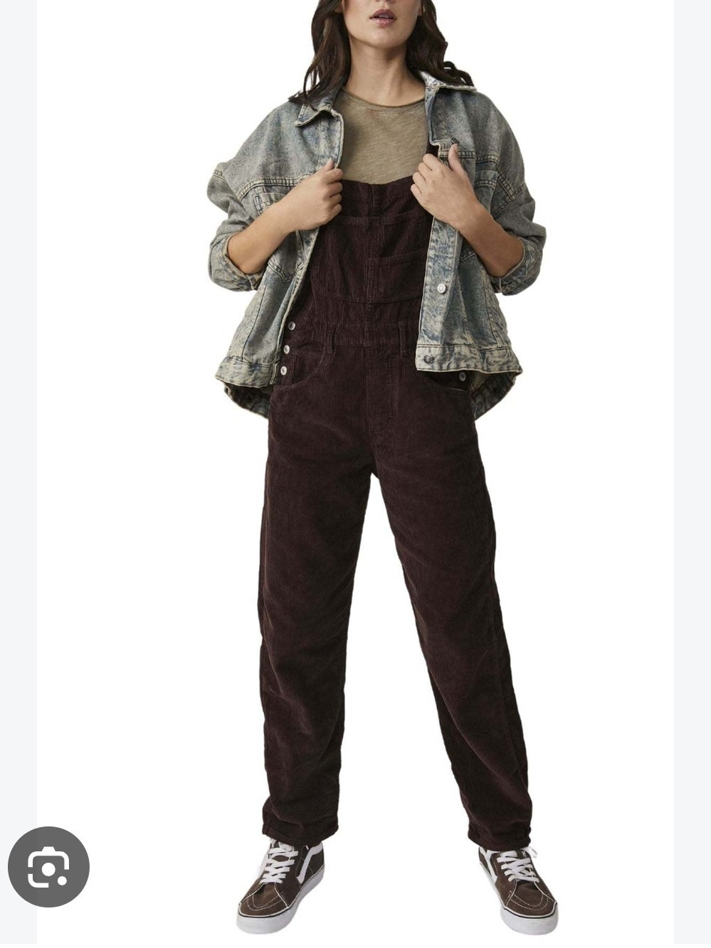 Free People We The Free Dark Brown Corduroy Women's Overalls Ziggy Jumpsuit L